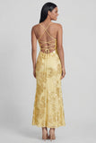 Sage Green Floral Mermaid Maxi Spaghetti Straps Beach Wedding Guest Dress