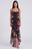 Mermaid Corset Ruched Ivory Floral Maxi Beach Wedding Guest Dress