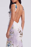 Mermaid Corset Ruched Ivory Floral Maxi Beach Wedding Guest Dress