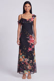 Ivory Floral One Shoulder Mermaid Maxi Beach Wedding Guest Dress