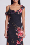 Ivory Floral One Shoulder Mermaid Maxi Beach Wedding Guest Dress