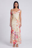 Ivory Floral One Shoulder Mermaid Maxi Beach Wedding Guest Dress