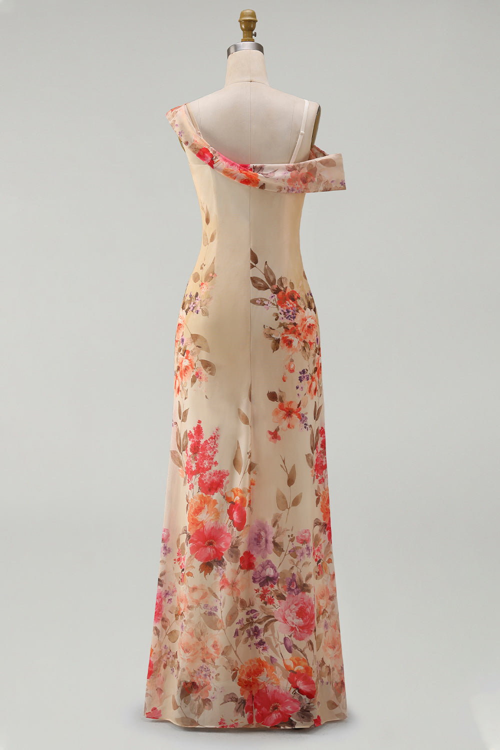 Ivory Floral One Shoulder Mermaid Maxi Beach Wedding Guest Dress