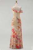 Ivory Floral One Shoulder Mermaid Maxi Beach Wedding Guest Dress