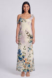 Ivory Floral One Shoulder Mermaid Maxi Beach Wedding Guest Dress