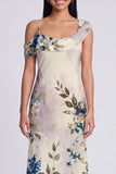 Ivory Floral One Shoulder Mermaid Maxi Beach Wedding Guest Dress