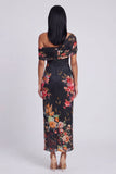 One Shoulder Sheath Ruched Ivory Floral Maxi Beach Wedding Guest Dress