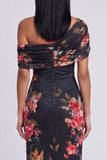 One Shoulder Sheath Ruched Ivory Floral Maxi Beach Wedding Guest Dress