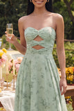 A Line Keyhole Dusty Sage Maxi Beach Wedding Guest Dress