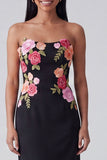 Strapless Light Yellow Floral Maxi Sheath Wedding Guest Dress