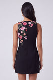 Black Round Neck Floral Short Wedding Guest Dress