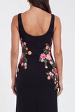 Thick Straps Mermaid Black Floral Maxi Beach Wedding Guest Dress