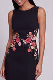 Round Neck Sheath Black Floral Maxi Beach Wedding Guest Dress