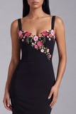 Mermaid Black Floral Thick Straps Maxi Beach Wedding Guest Dress