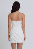 Strapless Ruched Ivory Tight Short Graduation Dress with Sash