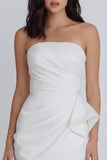 Strapless Ruched Ivory Tight Short Graduation Dress with Sash