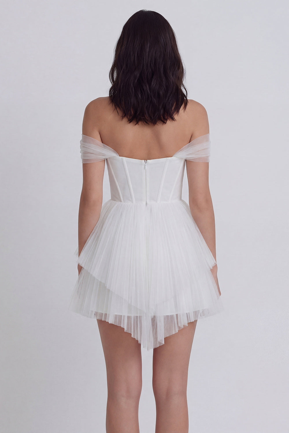 Corset Off the Shoulder A Line Ivory Short Graduation Dress with Ruffles