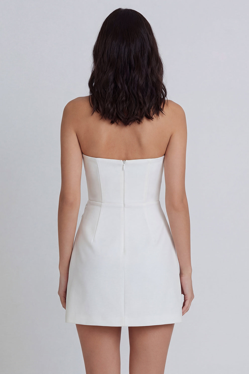 Tube Top Ivory Ruched A Line Short Graduation Dress