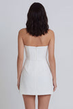 Tube Top Ivory Ruched A Line Short Graduation Dress