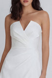 Tube Top Ivory Ruched A Line Short Graduation Dress