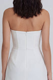 Tube Top Ivory Ruched A Line Short Graduation Dress