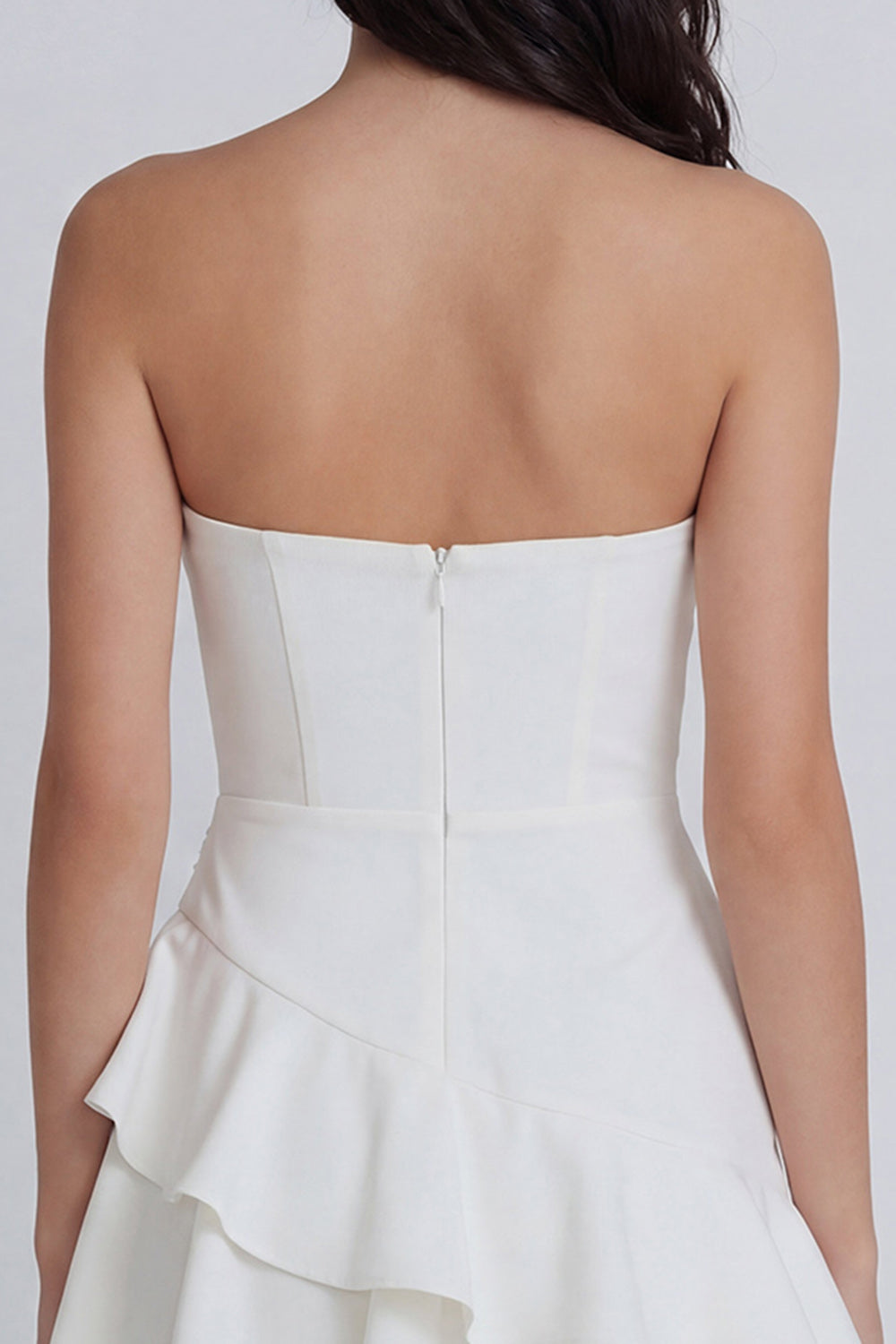 Sweetheart Ruched A Line Ivory Short Graduation Dress with Ruffles