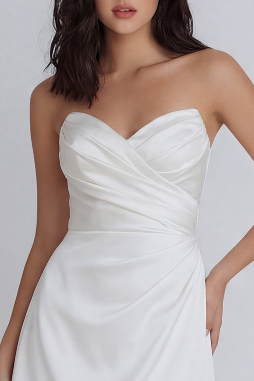 A Line Ivory Short Sweetheart Ruched Graduation Dress