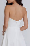 A Line Ivory Short Sweetheart Ruched Graduation Dress