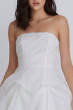 Corset A Line Ruffled Strapless Ivory Short Graduation Dress with Bow
