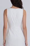 Boat Neck Ruched Ivory Tight Short Graduation Dress