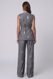 Sparkly Dark Grey Sequin Shawl Lapel 2 Piece Business Suits with Belt