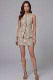 2 Piece Khaki Single Breasted Round Neck Butterflies Business Suits