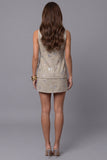 Single Breasted 2 Piece Sparkly Khaki Square Neck Sequin Business Suits