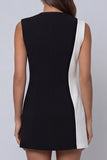 Shawl Lapel Black and White Slim Fit Work Dress