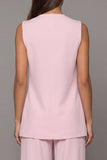 Pink Shawl Lapel 2 Piece Wide Leg Business Suits with Sash