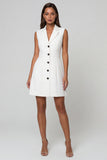 Single Breasted Short Notched Lapel White Slim Fit Blazer Dress