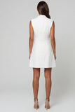Single Breasted Short Notched Lapel White Slim Fit Blazer Dress