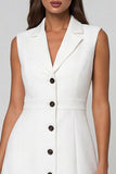 Single Breasted Short Notched Lapel White Slim Fit Blazer Dress