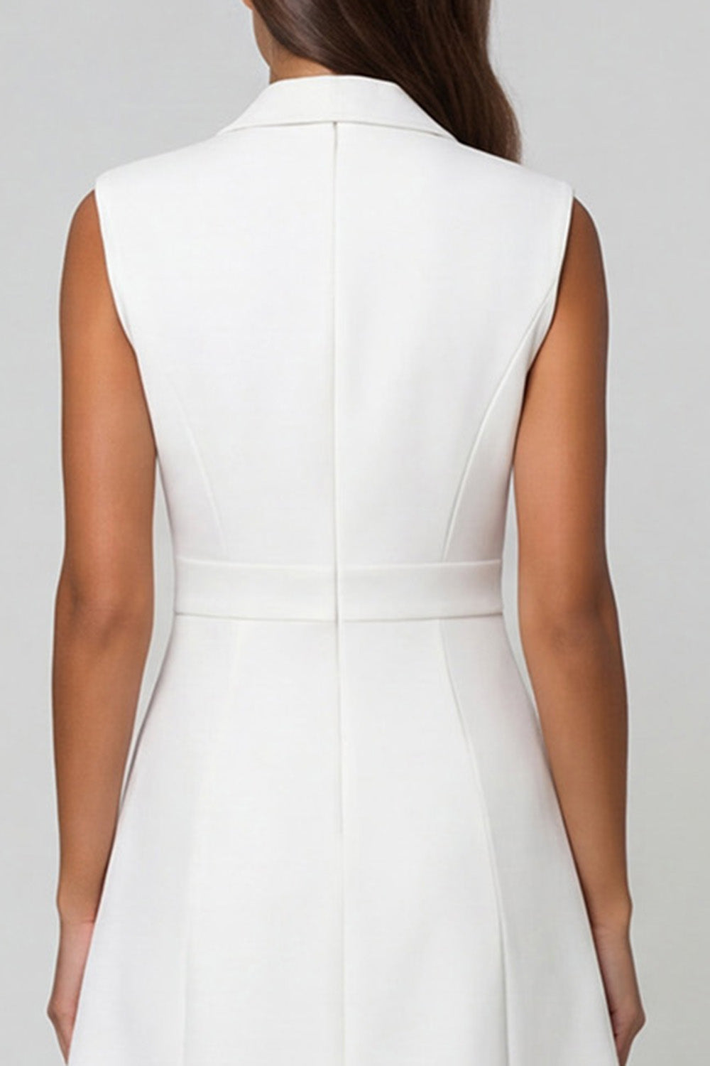 Single Breasted Short Notched Lapel White Slim Fit Blazer Dress