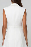 Single Breasted Short Notched Lapel White Slim Fit Blazer Dress