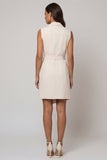 Ivory Double Breasted Peak Lapel Short Slim Fit Blazer Dress with Belt