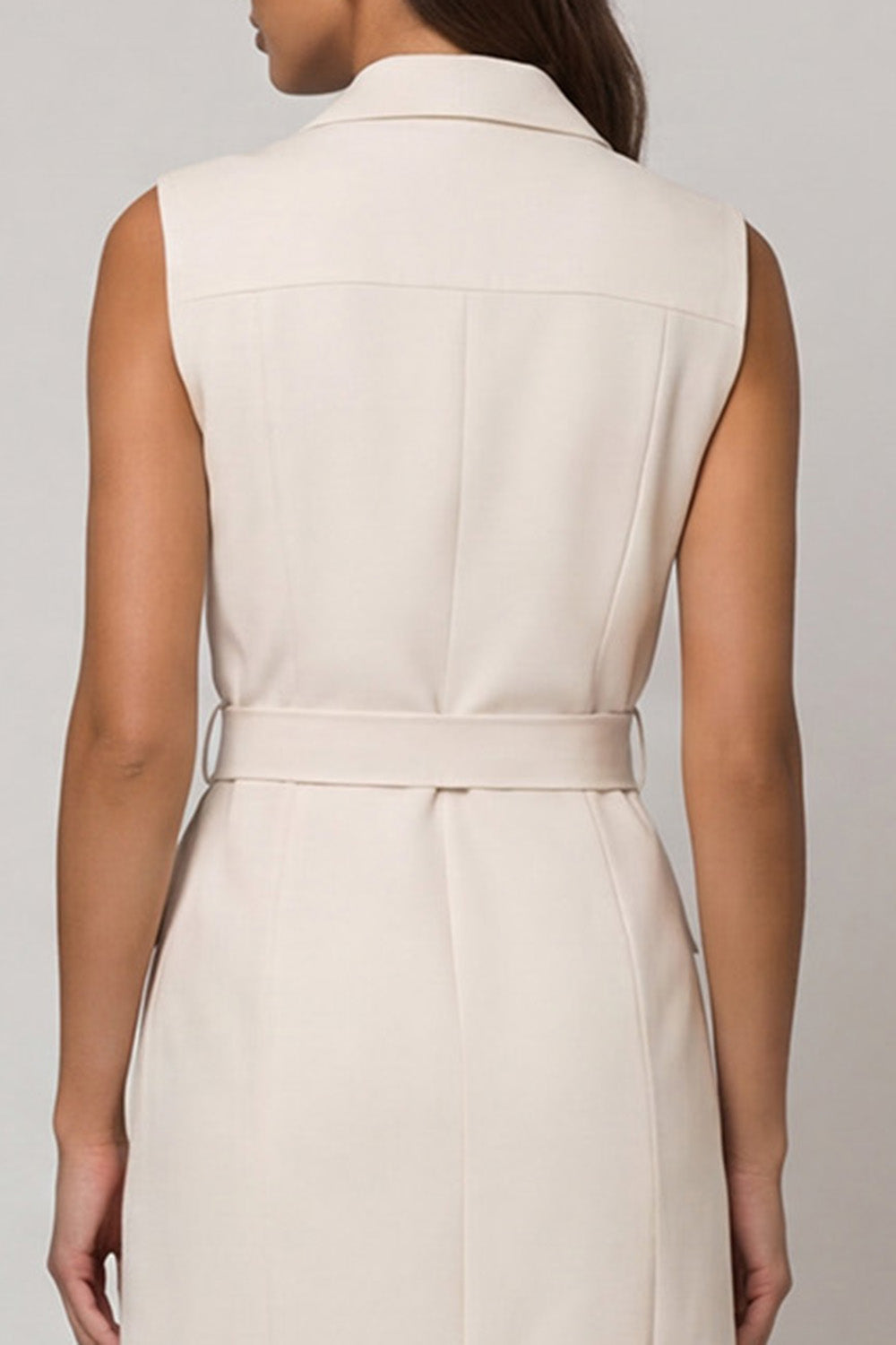 Ivory Double Breasted Peak Lapel Short Slim Fit Blazer Dress with Belt