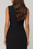 Black Notched Lapel Double Breasted Slim Fit Short Blazer Dress
