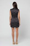 Black and White Polka Dots Double Breasted Peak Lapel Slim Fit Short Blazer Dress