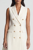 Simple Double Breasted Peak Lapel Ivory Short Blazer Dress