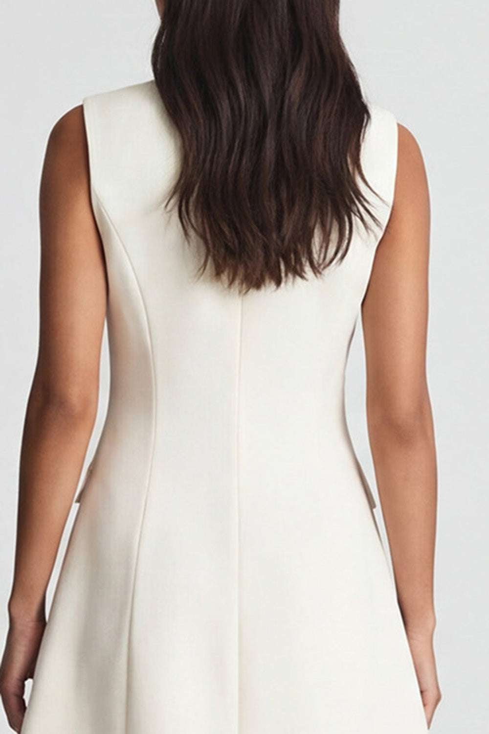Simple Double Breasted Peak Lapel Ivory Short Blazer Dress
