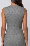 Grey Polka Dots Double Breasted Shawl Lapel Slim Fit Blazer Dress with Slit