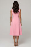 Midi Pink Shawl Lapel Double Breasted Blazer Dress