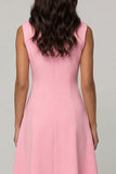 Midi Pink Shawl Lapel Double Breasted Blazer Dress