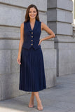 Navy Single Breasted 2 Piece Shawl Lapel Business Suits with Pleats